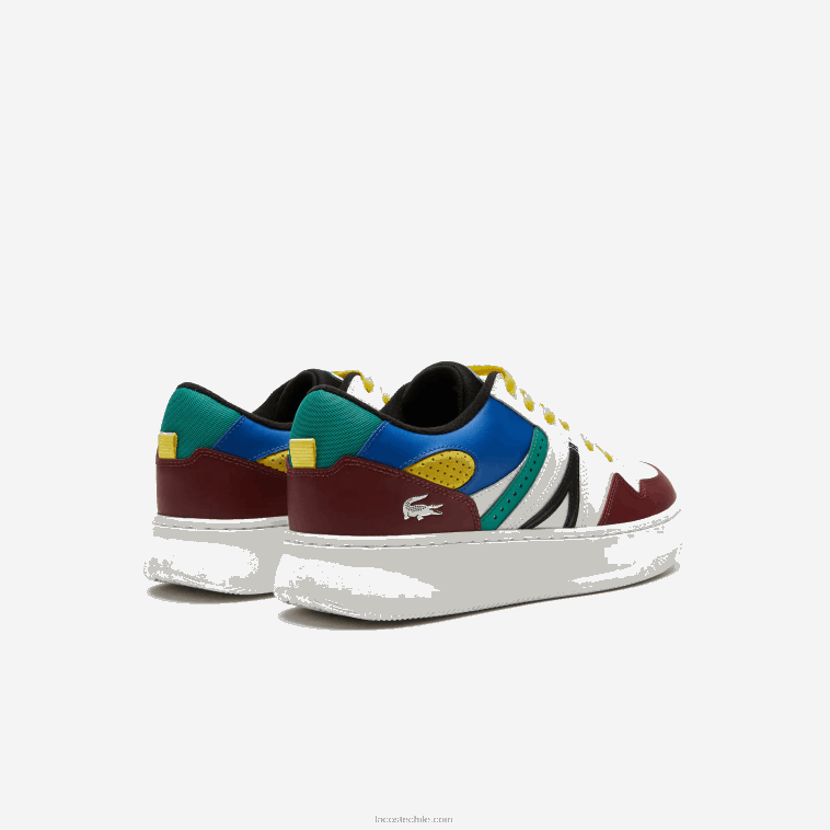 hombres Lacoste burdeos blanco 2h2 zapatillas l005 de piel N6XZ21822