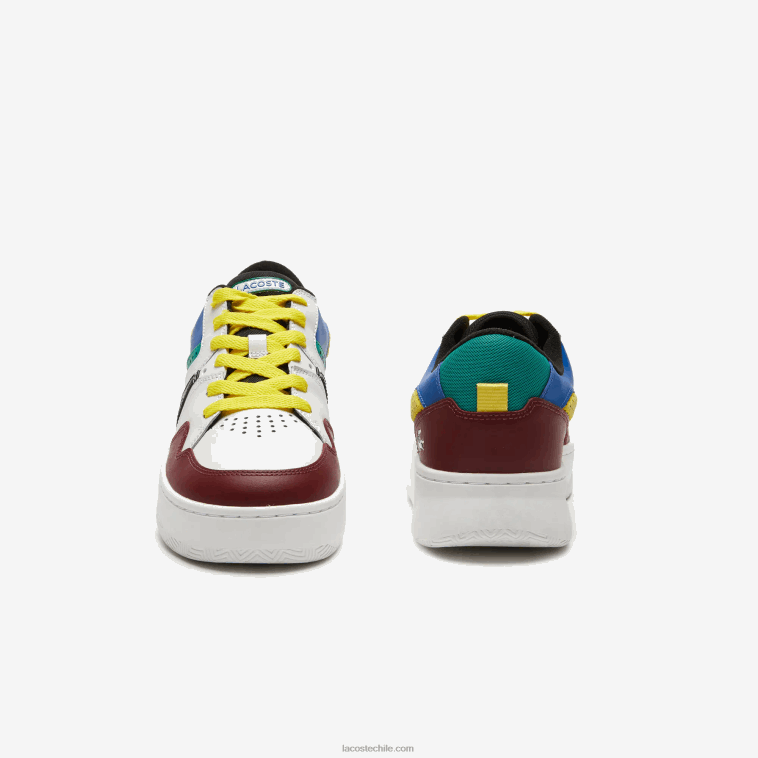 hombres Lacoste burdeos blanco 2h2 zapatillas l005 de piel N6XZ21822