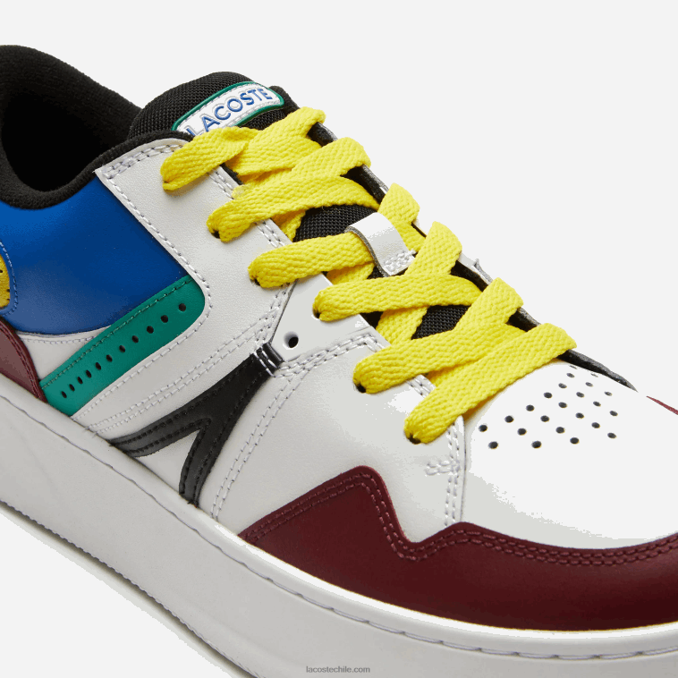 hombres Lacoste burdeos blanco 2h2 zapatillas l005 de piel N6XZ21822