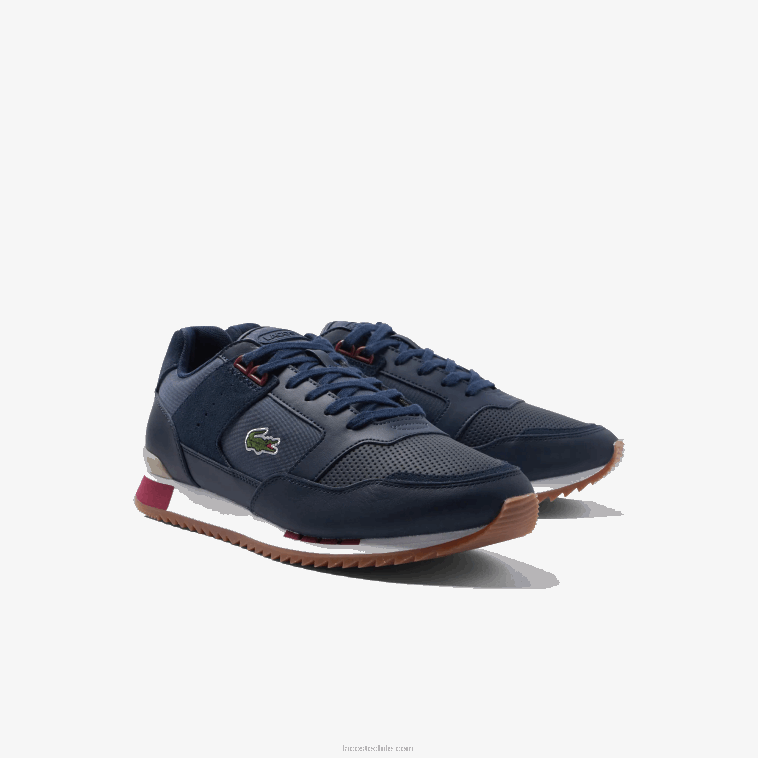hombres Lacoste chicle azul marino gu1 zapatillas Partner de tejido y piel N6XZ21712