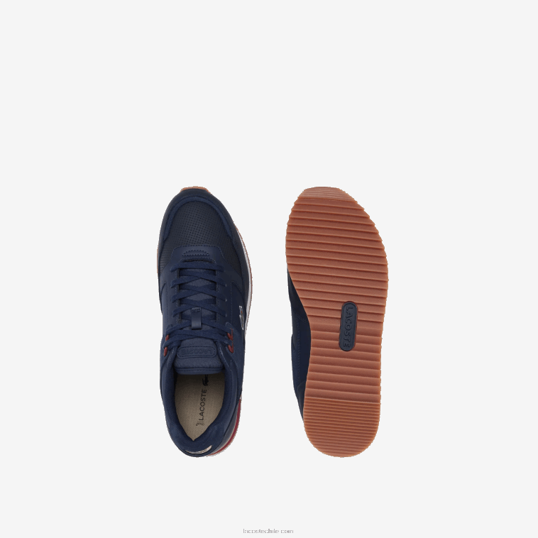 hombres Lacoste chicle azul marino gu1 zapatillas Partner de tejido y piel N6XZ21712