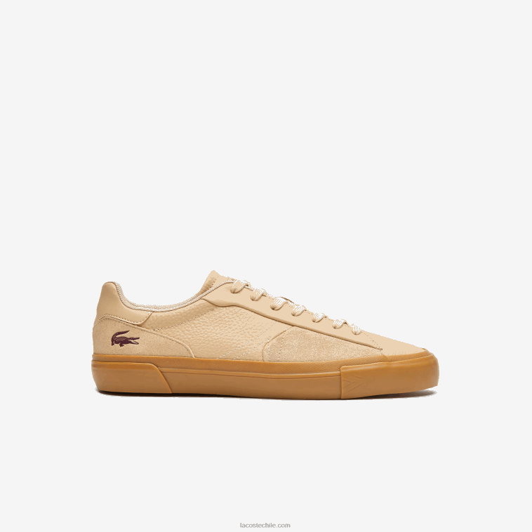 hombres Lacoste chicle bronceado tg5 zapatillas l006 de piel a tono N6XZ21895