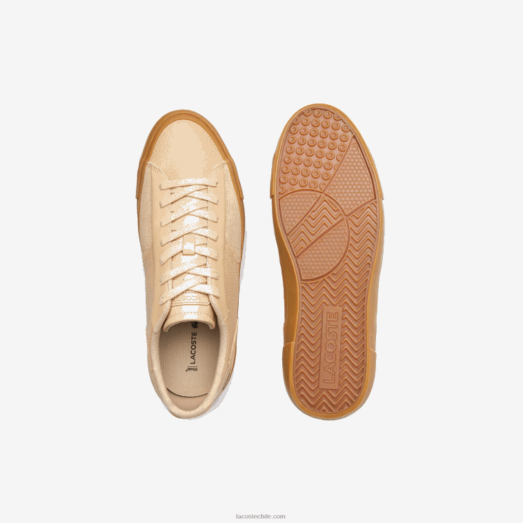 hombres Lacoste chicle bronceado tg5 zapatillas l006 de piel a tono N6XZ21895