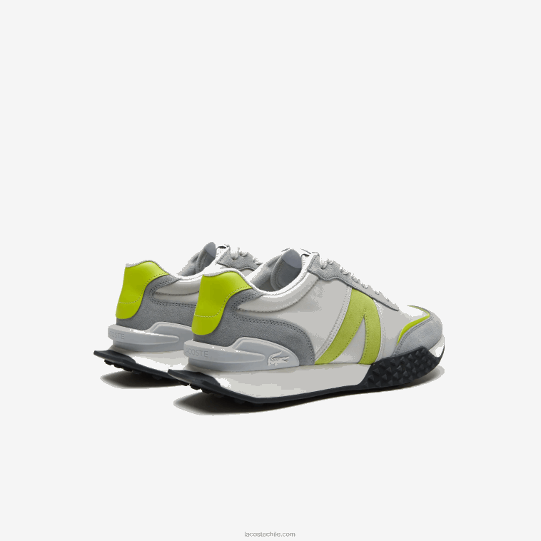 hombres Lacoste gris claro verde 7a8 zapatillas l-spin deluxe de piel en contraste de color N6XZ21788