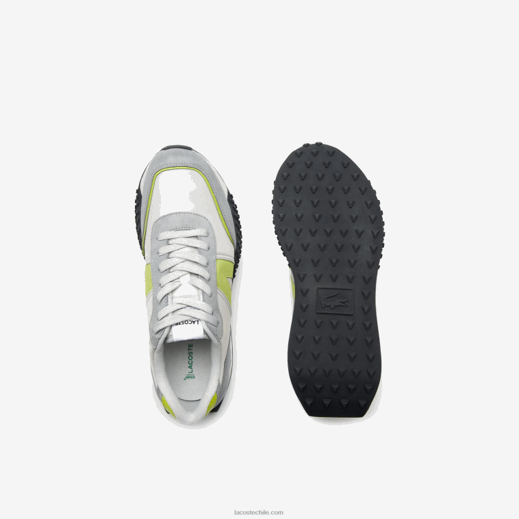 hombres Lacoste gris claro verde 7a8 zapatillas l-spin deluxe de piel en contraste de color N6XZ21788