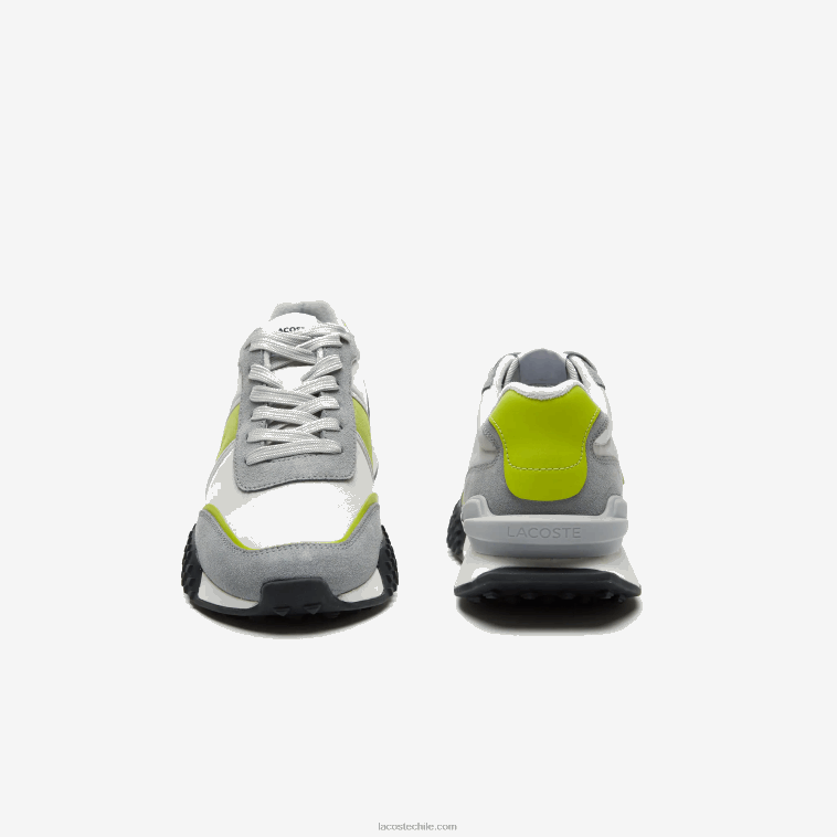 hombres Lacoste gris claro verde 7a8 zapatillas l-spin deluxe de piel en contraste de color N6XZ21788