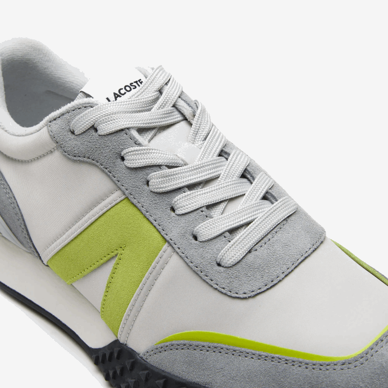 hombres Lacoste gris claro verde 7a8 zapatillas l-spin deluxe de piel en contraste de color N6XZ21788