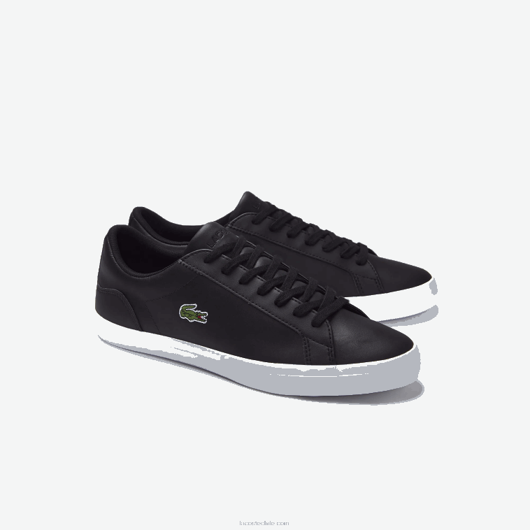 hombres Lacoste negro 024 zapatillas Lerond de piel N6XZ21716