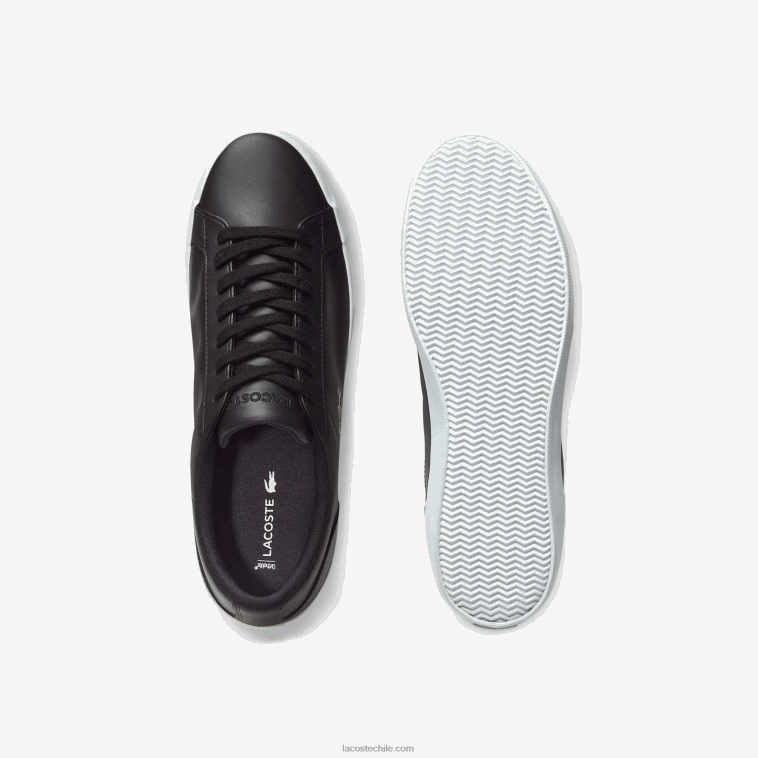 hombres Lacoste negro 024 zapatillas Lerond de piel N6XZ21716