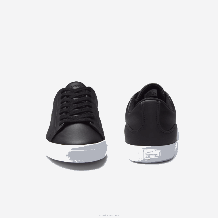 hombres Lacoste negro 024 zapatillas Lerond de piel N6XZ21716