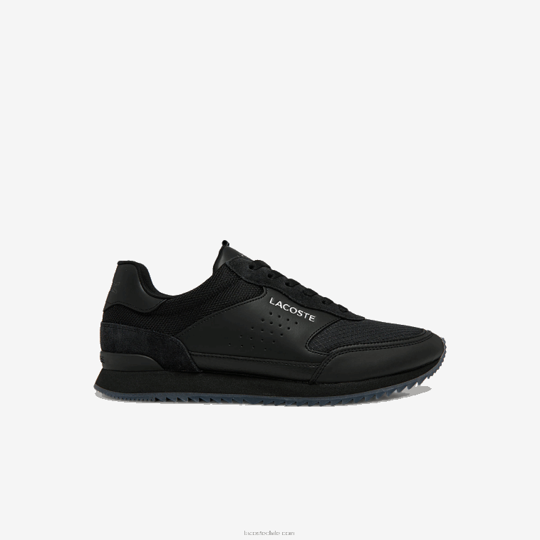 hombres Lacoste negro 02h tenis Partner Luxe de tela N6XZ21706