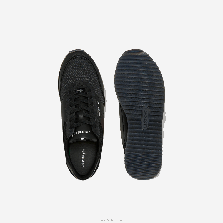 hombres Lacoste negro 02h tenis Partner Luxe de tela N6XZ21706