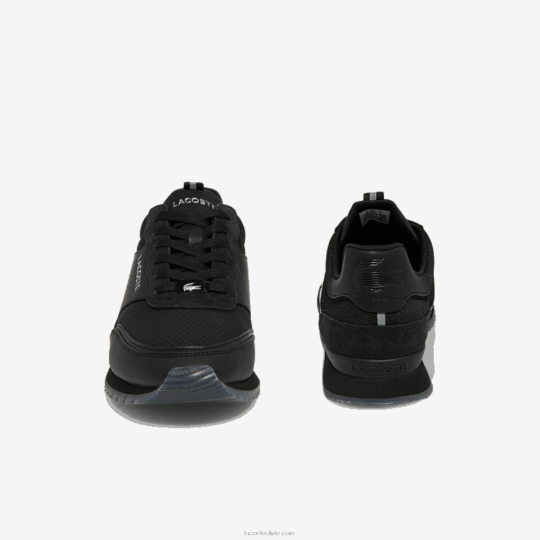 hombres Lacoste negro 02h tenis Partner Luxe de tela N6XZ21706