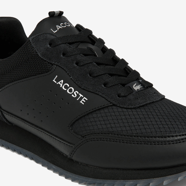 hombres Lacoste negro 02h tenis Partner Luxe de tela N6XZ21706