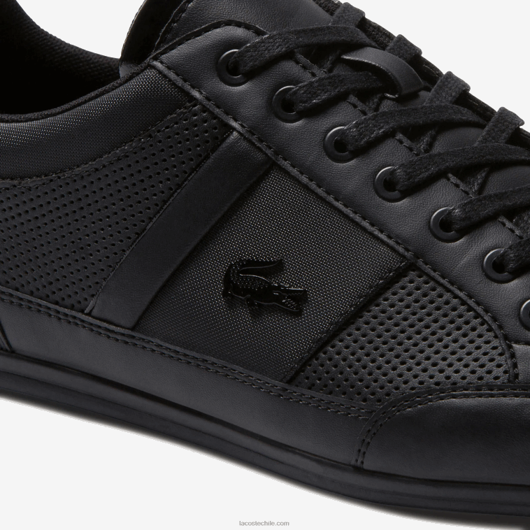 hombres Lacoste negro 02h tenis chaymon perforados N6XZ21711