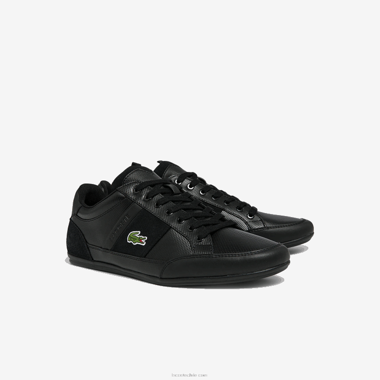 hombres Lacoste negro 02h zapatillas chaymon bl de piel y sintético a tono N6XZ21807