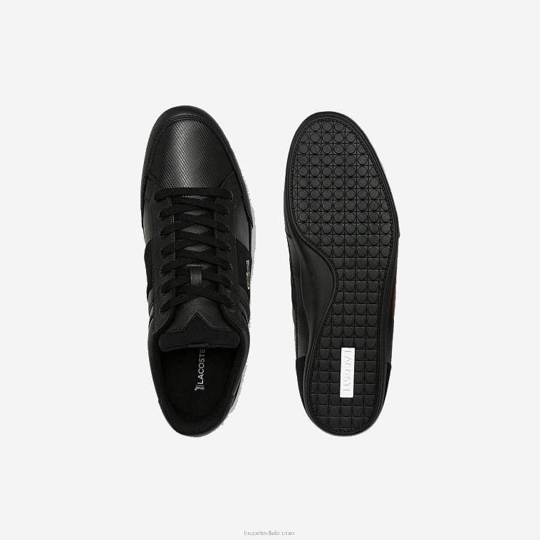 hombres Lacoste negro 02h zapatillas chaymon bl de piel y sintético a tono N6XZ21807