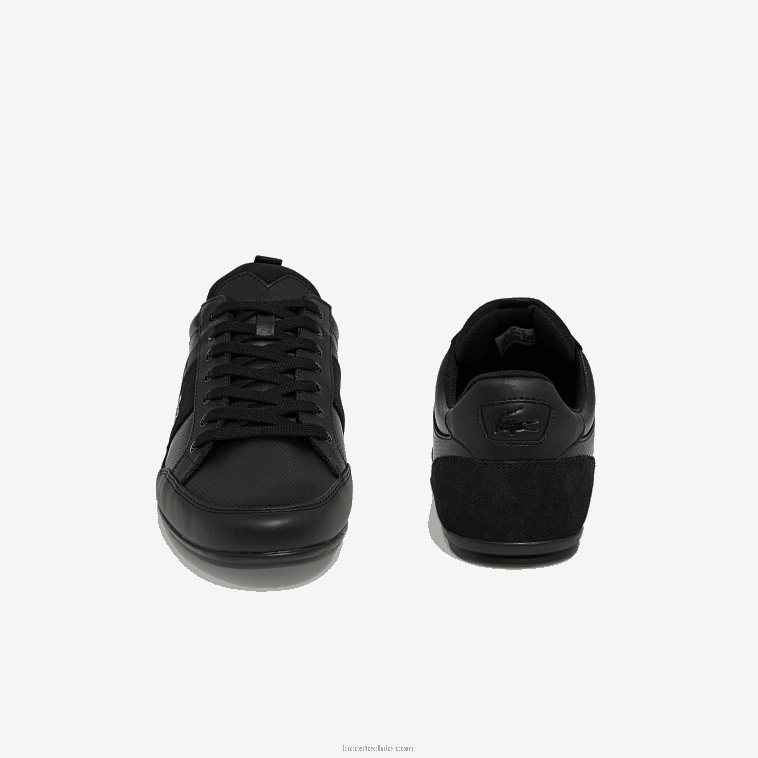 hombres Lacoste negro 02h zapatillas chaymon bl de piel y sintético a tono N6XZ21807