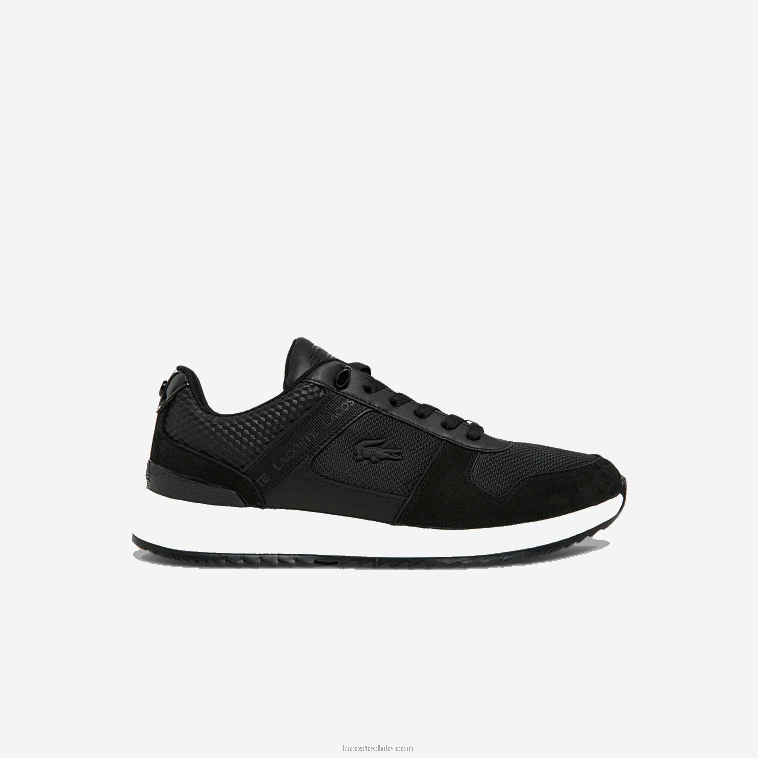 hombres Lacoste negro 02h zapatillas joggeur 2.0 de piel N6XZ21906