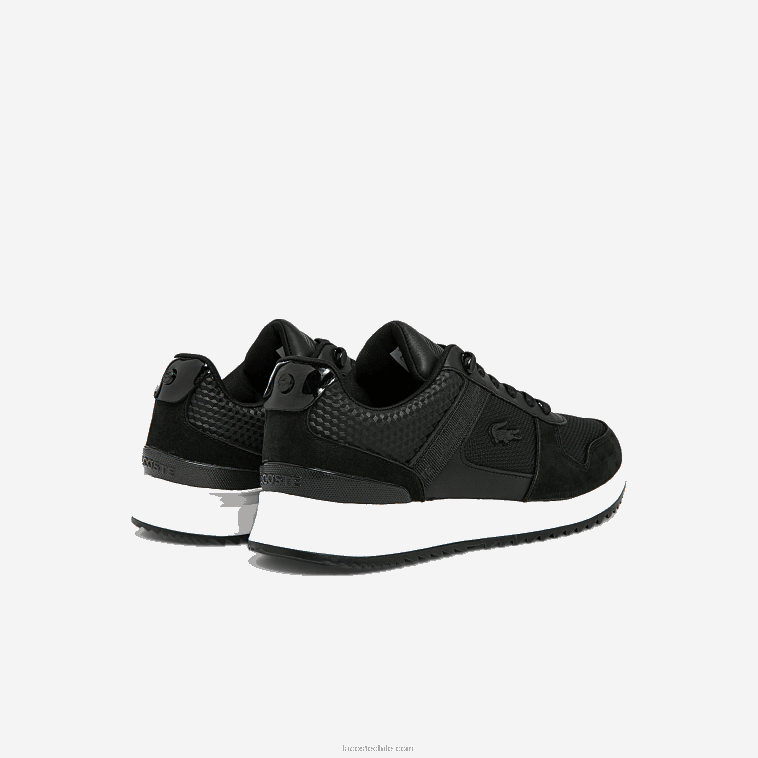 hombres Lacoste negro 02h zapatillas joggeur 2.0 de piel N6XZ21906