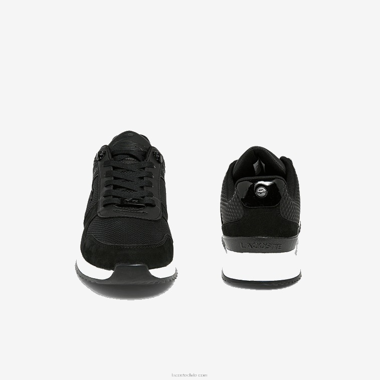 hombres Lacoste negro 02h zapatillas joggeur 2.0 de piel N6XZ21906