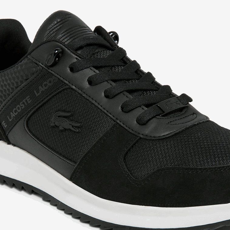 hombres Lacoste negro 02h zapatillas joggeur 2.0 de piel N6XZ21906