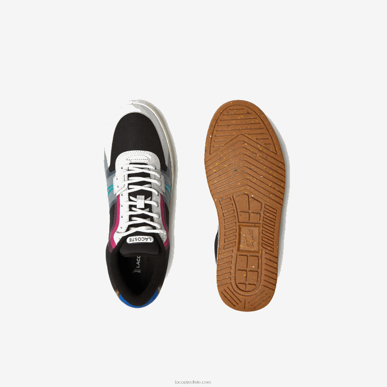 hombres Lacoste negro 02h zapatillas l001 eco sintética y textil color-block N6XZ21850