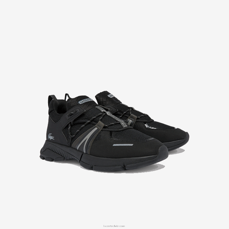 hombres Lacoste negro 02h zapatillas l003 textil N6XZ21796