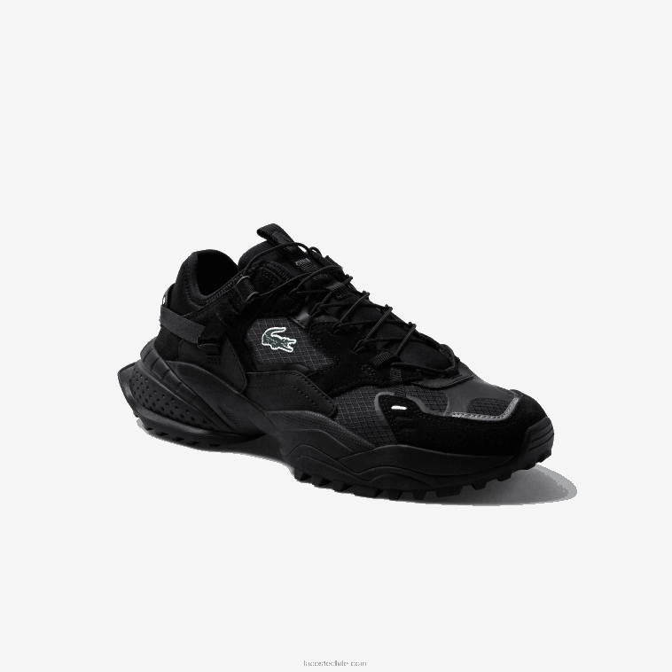 hombres Lacoste negro 02h zapatillas l-guard breaker de textil y ante N6XZ21826