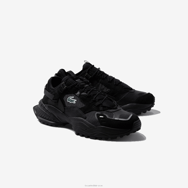 hombres Lacoste negro 02h zapatillas l-guard breaker de textil y ante N6XZ21826