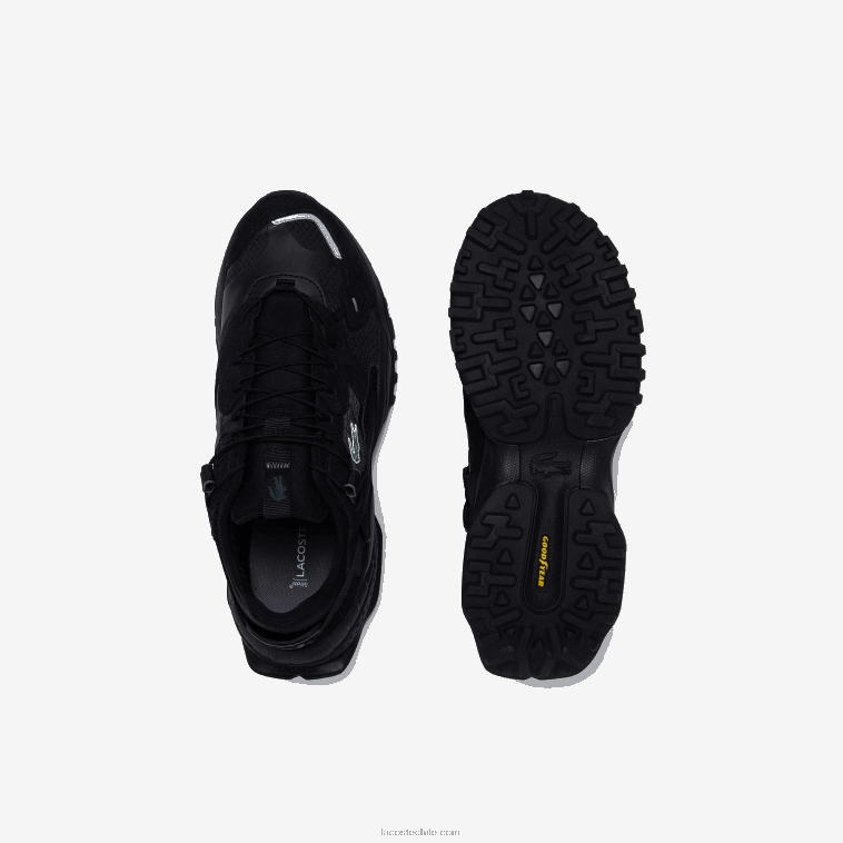 hombres Lacoste negro 02h zapatillas l-guard breaker de textil y ante N6XZ21826