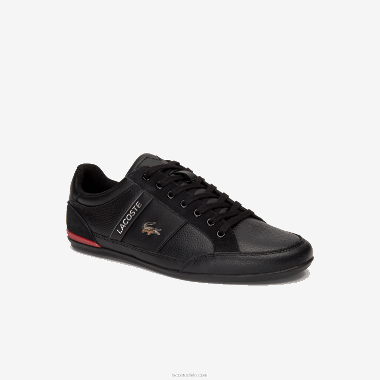 hombres Lacoste negro rojo 1b5 zapatillas chaymon de piel N6XZ21708