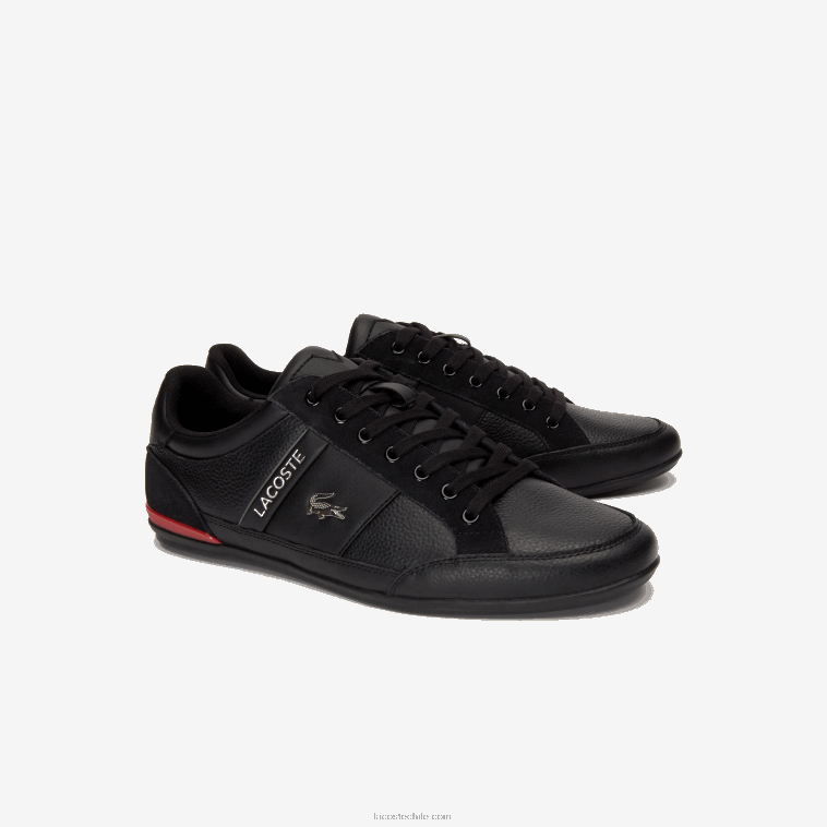 hombres Lacoste negro rojo 1b5 zapatillas chaymon de piel N6XZ21708