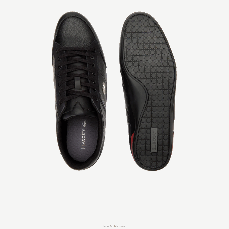 hombres Lacoste negro rojo 1b5 zapatillas chaymon de piel N6XZ21708