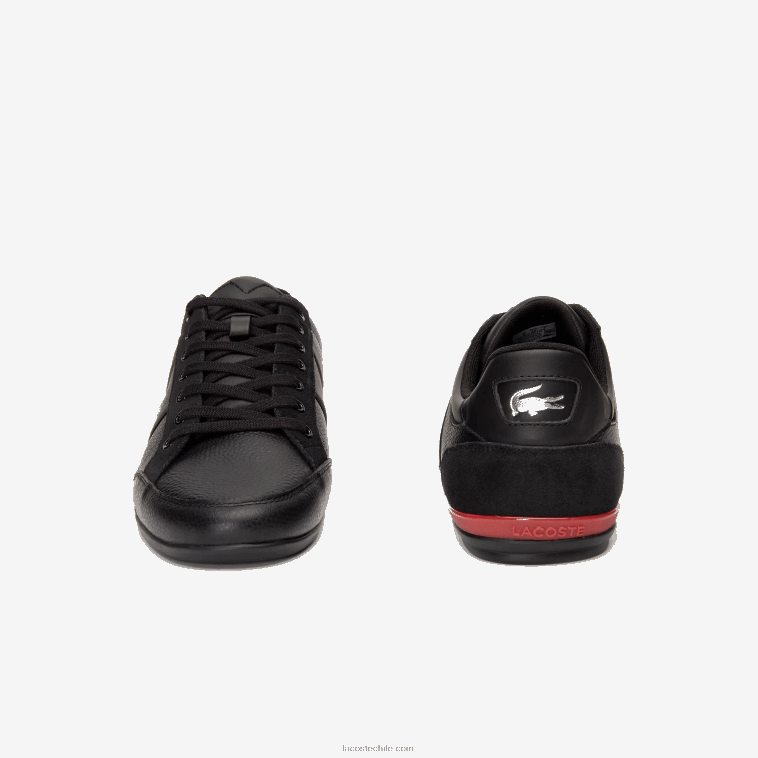 hombres Lacoste negro rojo 1b5 zapatillas chaymon de piel N6XZ21708