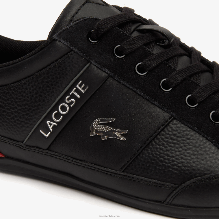 hombres Lacoste negro rojo 1b5 zapatillas chaymon de piel N6XZ21708