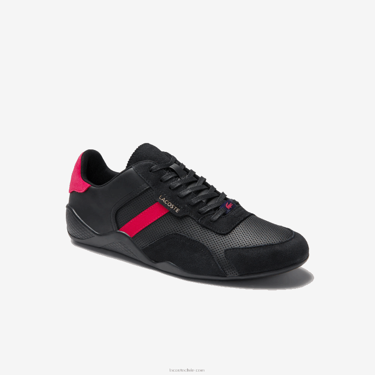 hombres Lacoste negro rojo 1b5 zapatillas hapona de piel sintética N6XZ21869