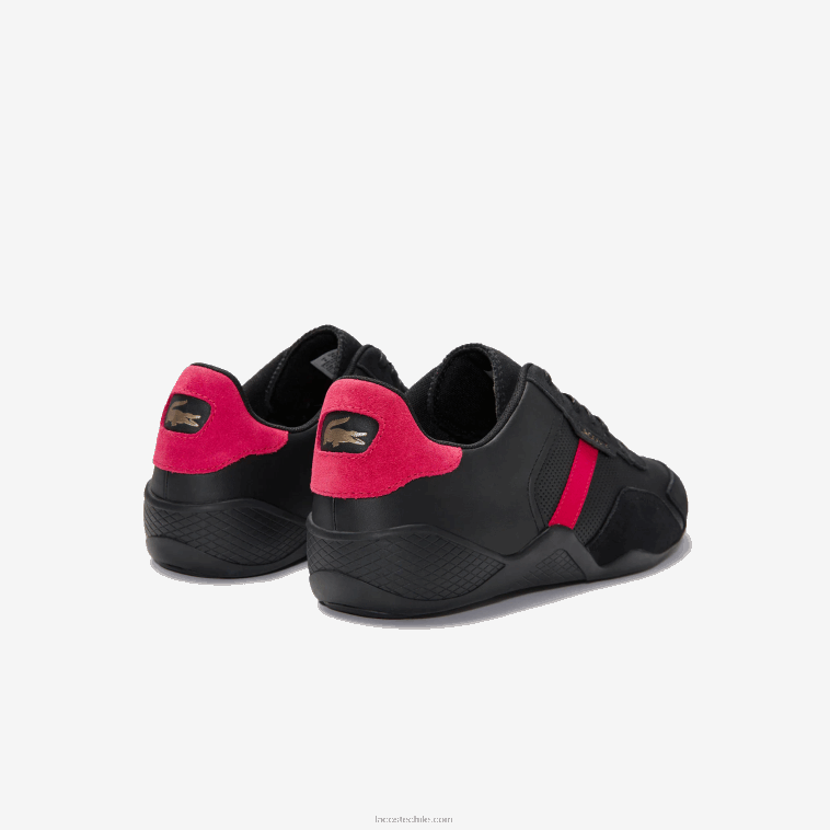 hombres Lacoste negro rojo 1b5 zapatillas hapona de piel sintética N6XZ21869