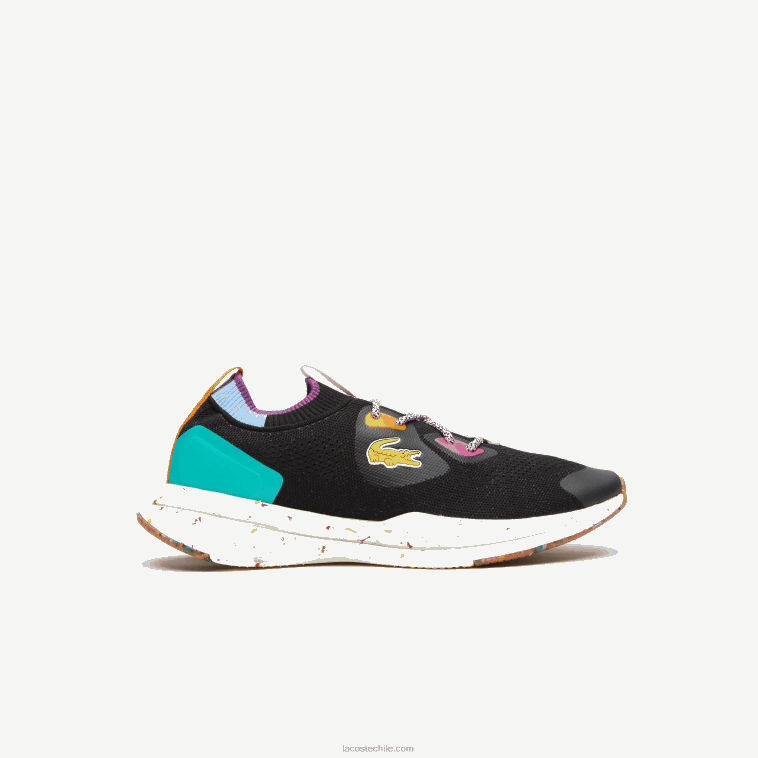hombres Lacoste negro turquesa 1s3 tenis run spin eco textil N6XZ21901