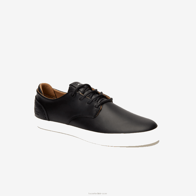 hombres Lacoste negro y blanco roto 454 tenis esparre club N6XZ21718