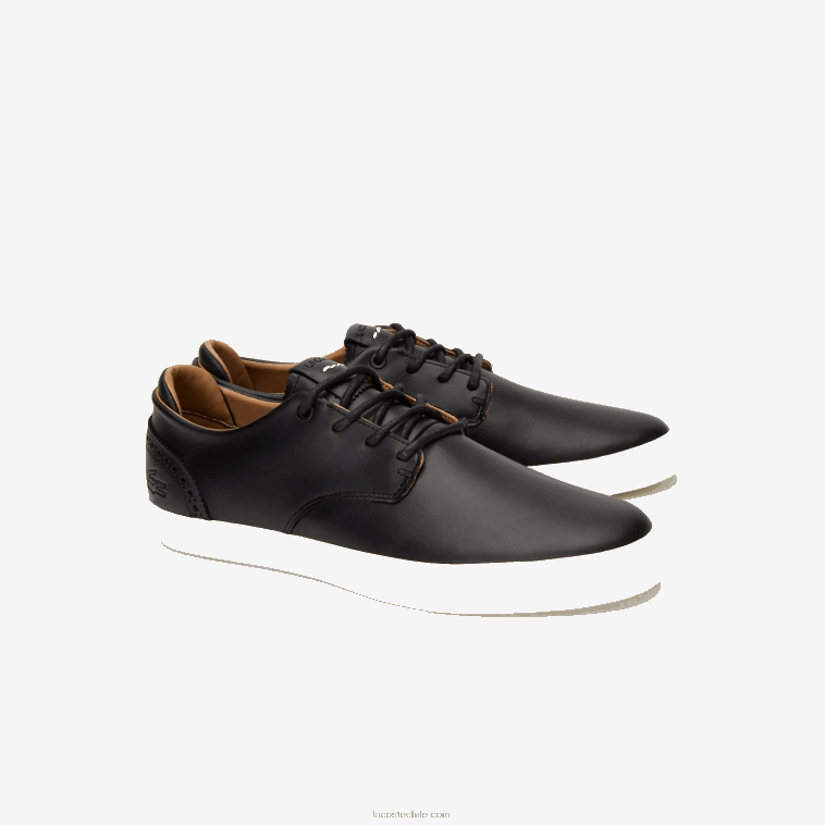 hombres Lacoste negro y blanco roto 454 tenis esparre club N6XZ21718