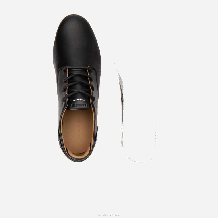 hombres Lacoste negro y blanco roto 454 tenis esparre club N6XZ21718