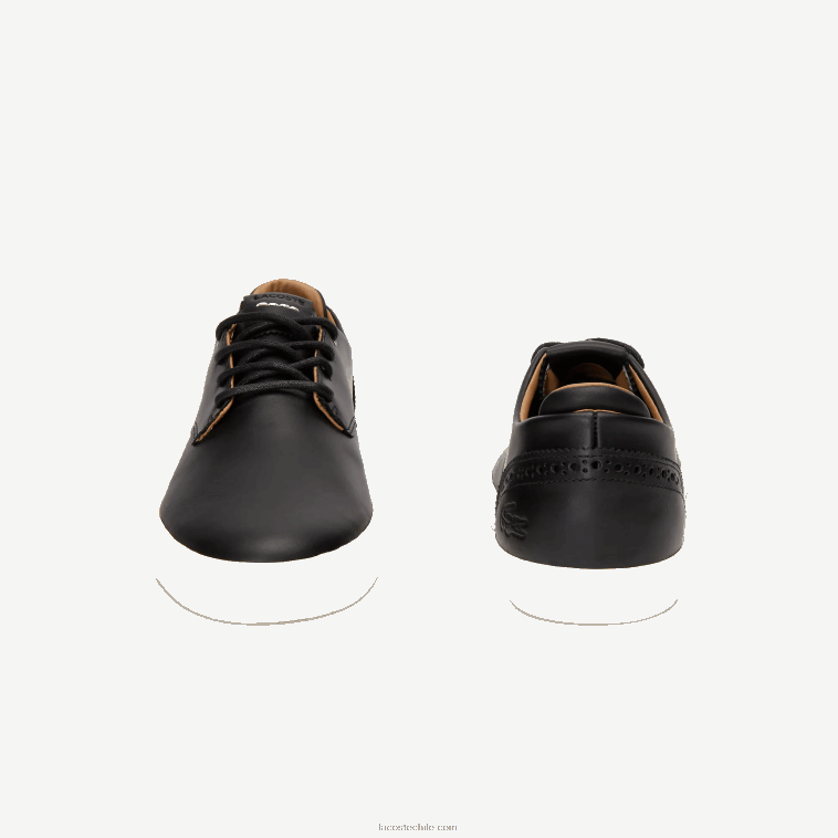 hombres Lacoste negro y blanco roto 454 tenis esparre club N6XZ21718