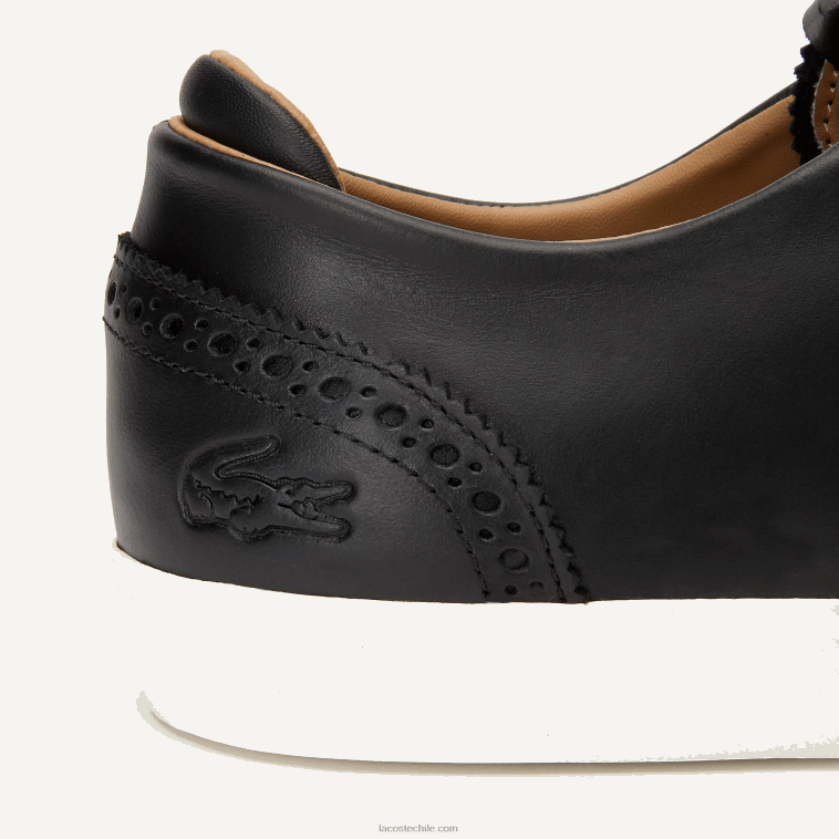 hombres Lacoste negro y blanco roto 454 tenis esparre club N6XZ21718