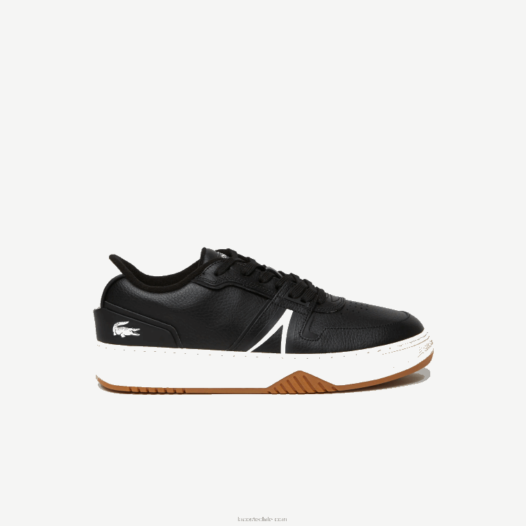 hombres Lacoste negro y blanco roto 454 zapatillas l001 de piel con tacón destalonado N6XZ21881