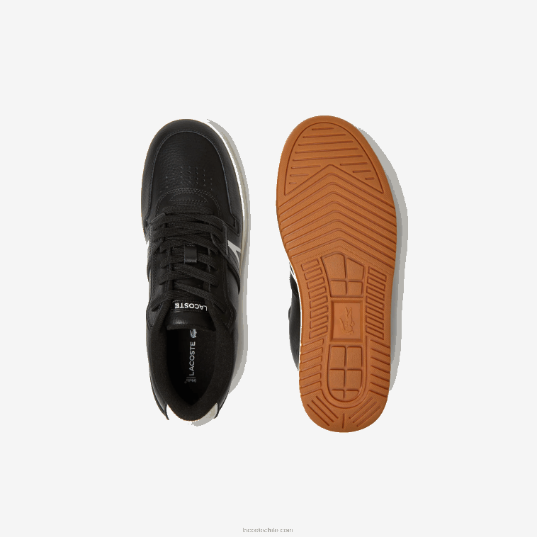 hombres Lacoste negro y blanco roto 454 zapatillas l001 de piel con tacón destalonado N6XZ21881