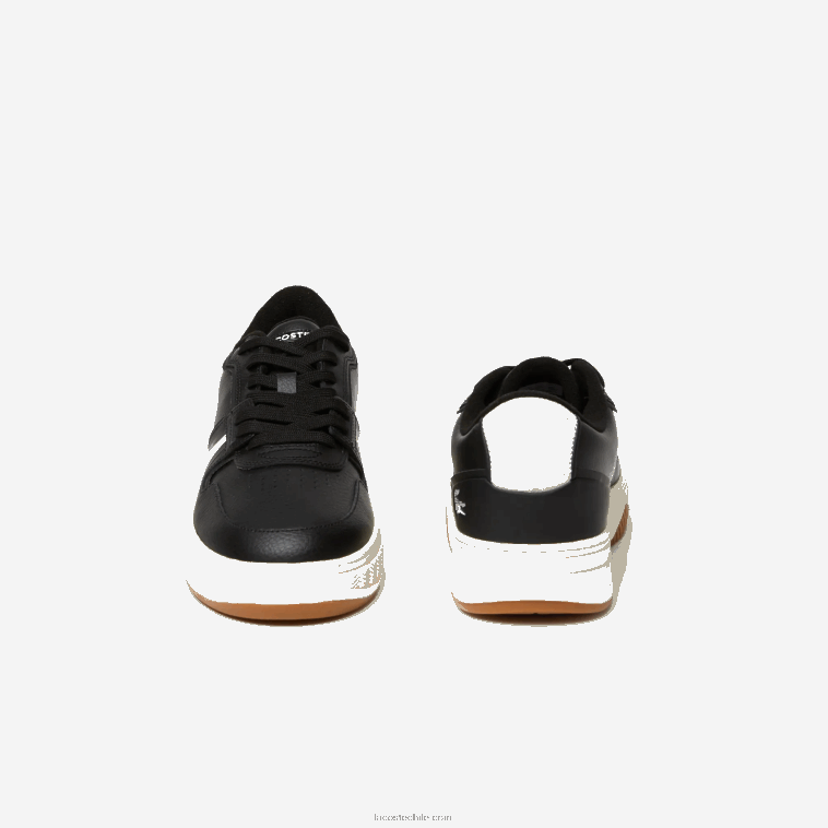 hombres Lacoste negro y blanco roto 454 zapatillas l001 de piel con tacón destalonado N6XZ21881
