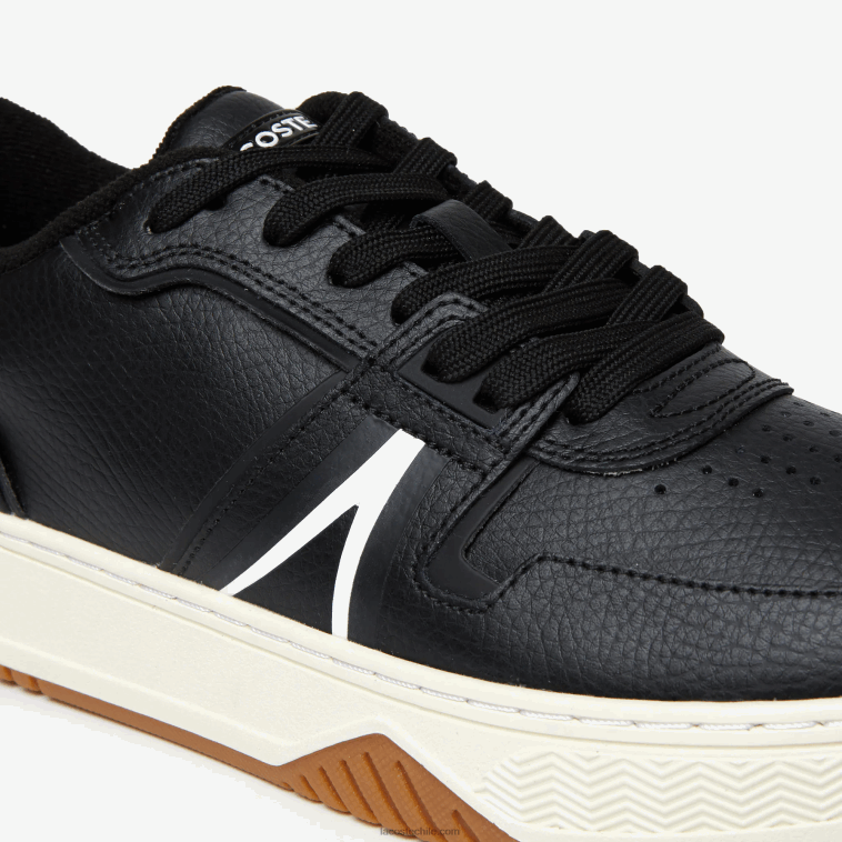 hombres Lacoste negro y blanco roto 454 zapatillas l001 de piel con tacón destalonado N6XZ21881
