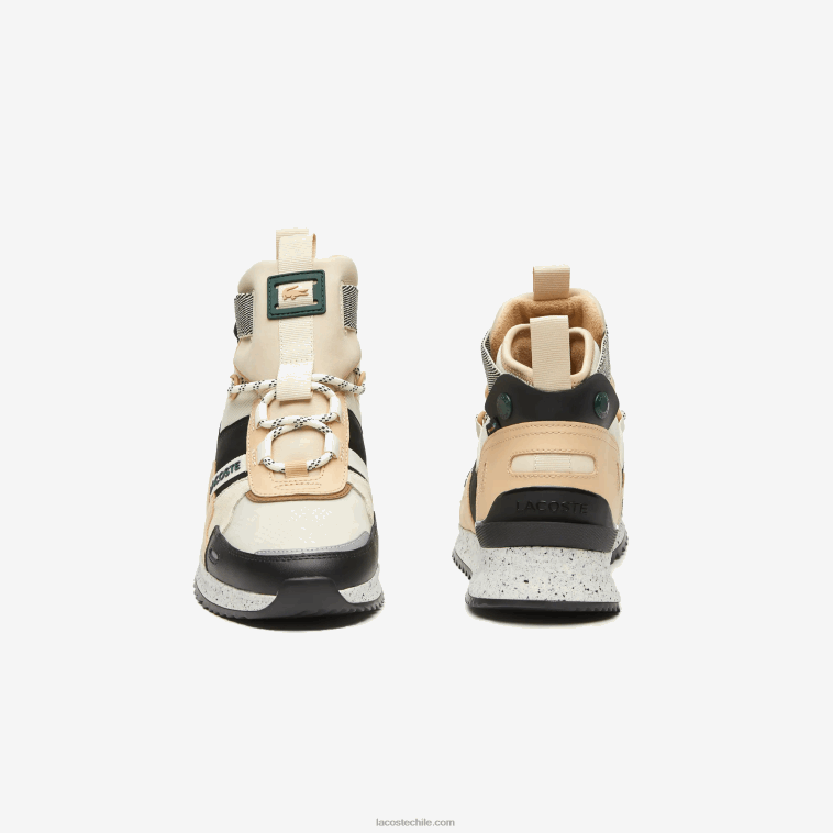 hombres Lacoste negro y blanco roto 454 zapatos de exterior de piel con colores pop run breaker N6XZ21792