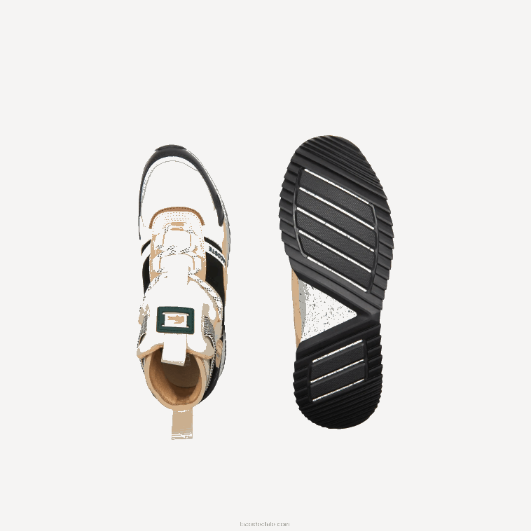 hombres Lacoste negro y blanco roto 454 zapatos de exterior de piel con colores pop run breaker N6XZ21792